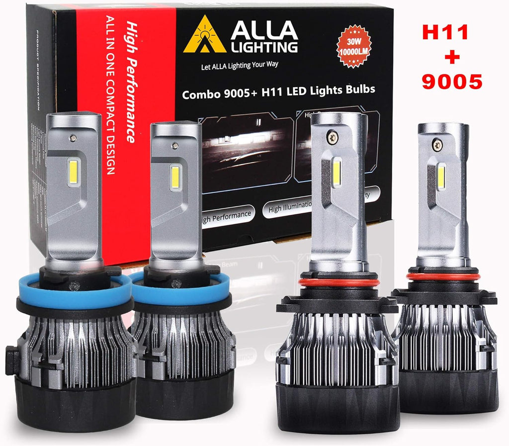 H11 Low Beam HB3/9005 High Beam LED Bulbs Combo Kits, Xenon White (4 Packs, 2 Sets) N838699