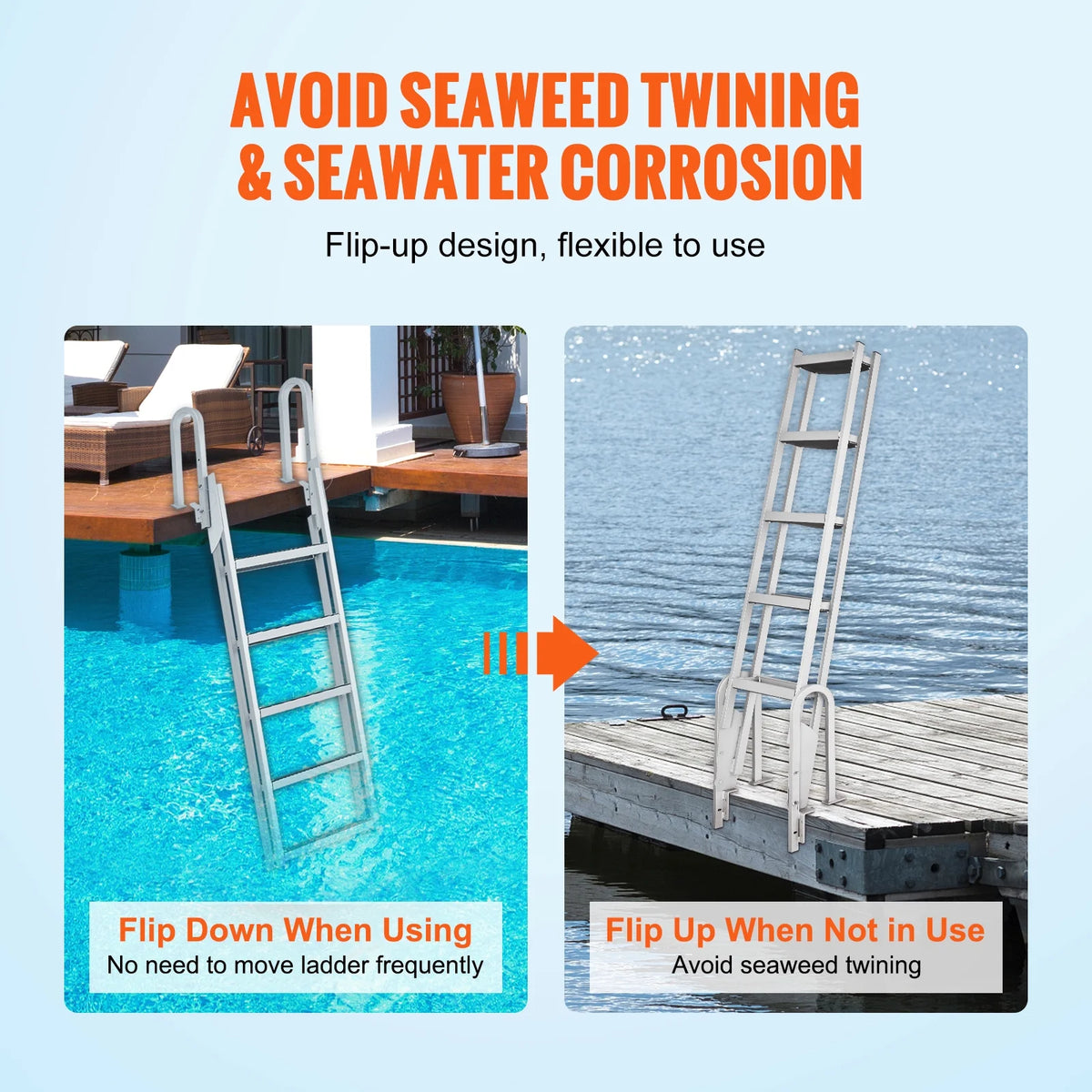 Aluminum 5 Steps Boat Dock Ladder A24021