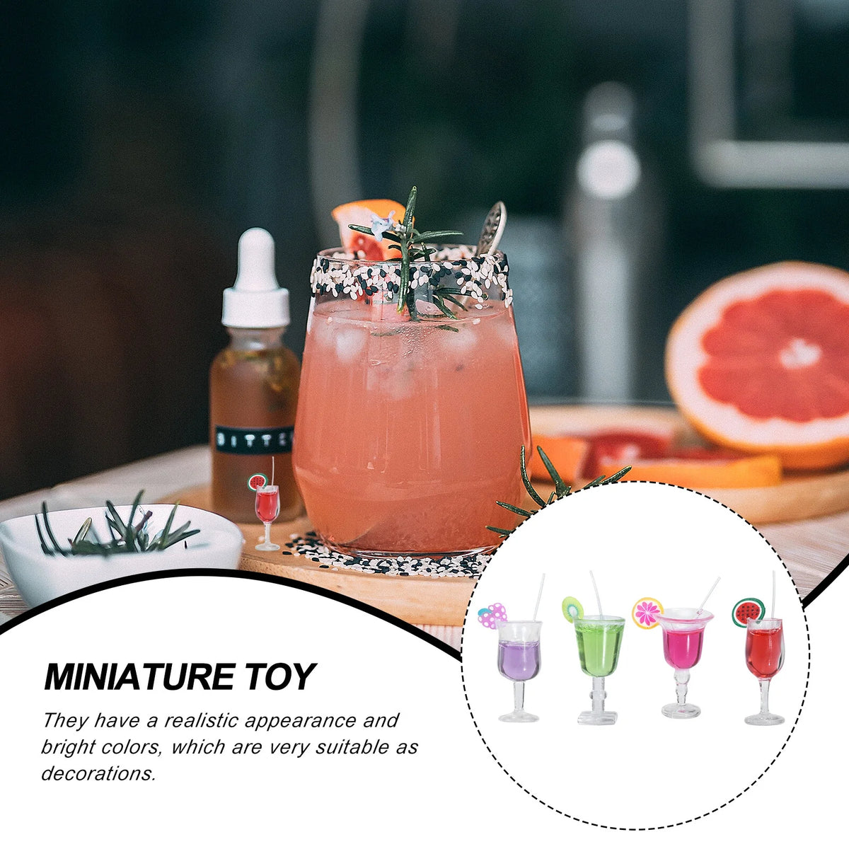 16 Pcs Fruit Cocktail Micro Landscape Model Miniature Toy House Ornaments P809310