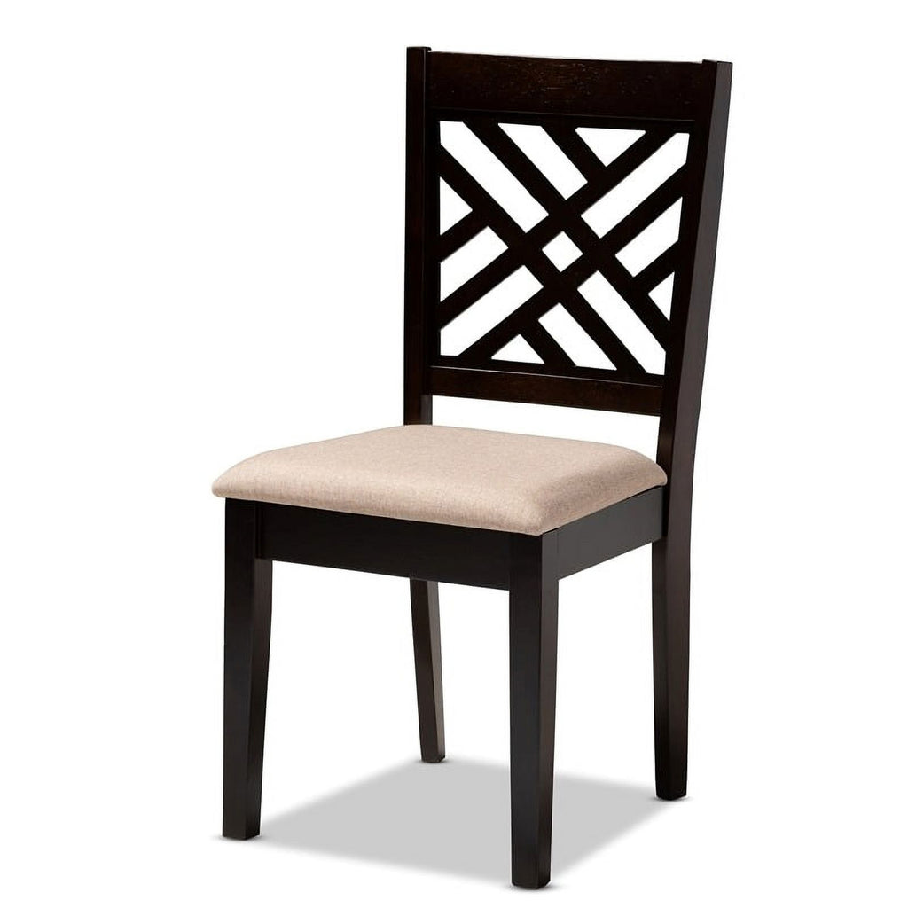 Mid-Century Wood Dining Chair in Sand and Brown (Set of 4) C524