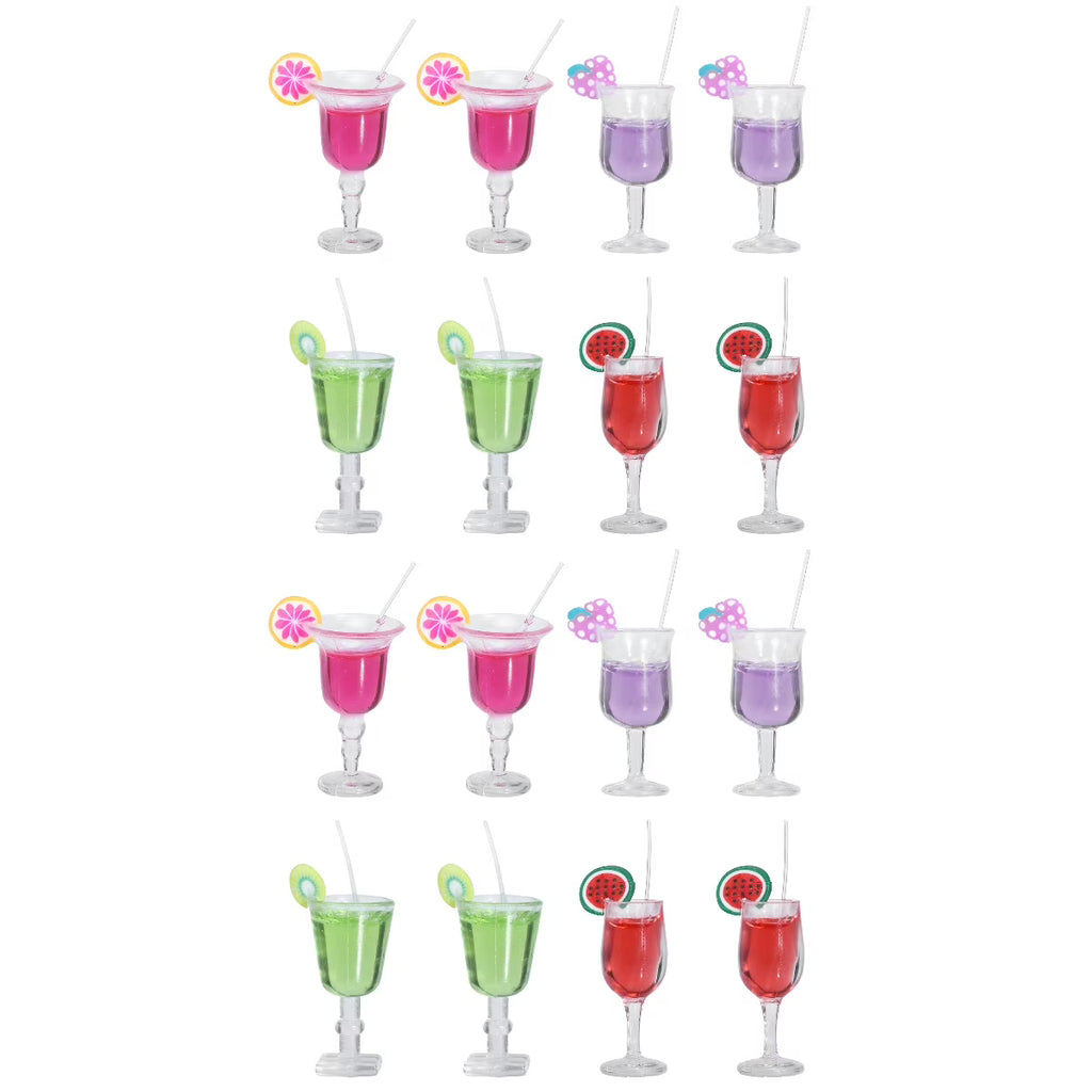 16 Pcs Fruit Cocktail Micro Landscape Model Miniature Toy House Ornaments P809310