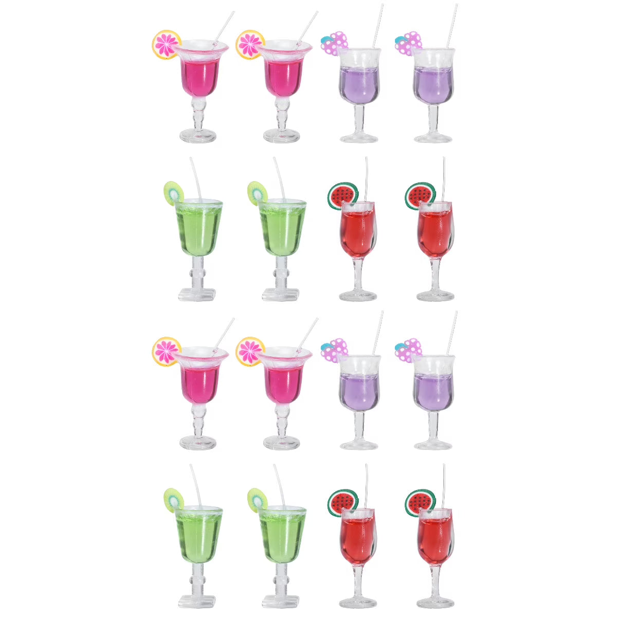 16 Pcs Fruit Cocktail Micro Landscape Model Miniature Toy House Ornaments P809310