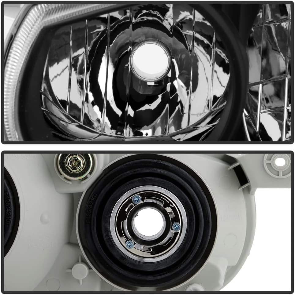 Black Housing Headlights Headlamps with Corner Signal Lamps Pair Set Z7196