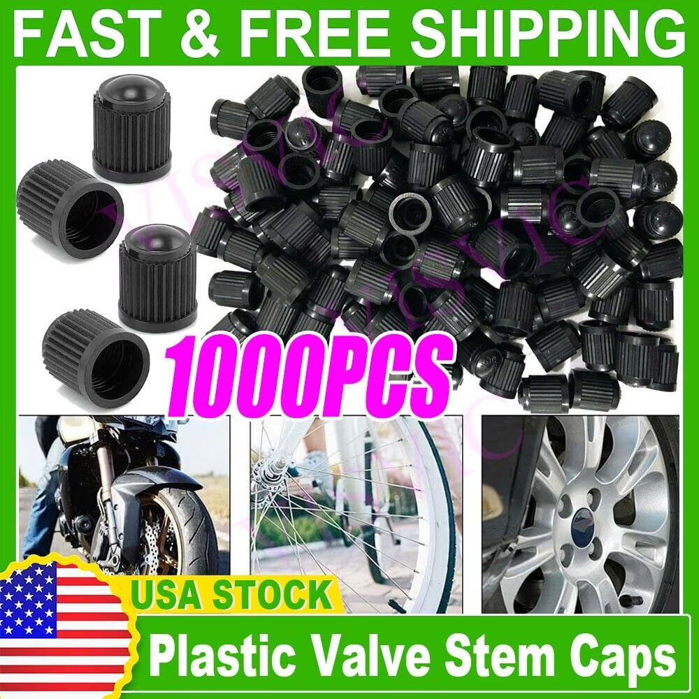 1000 Black Plastic Tire Valve Stem Caps G9062