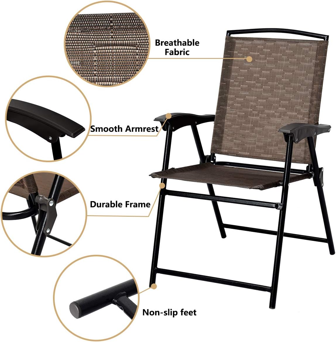 3-Piece Patio Bistro Set with Tempered Glass Table and 2 Foldable Chairs X2659