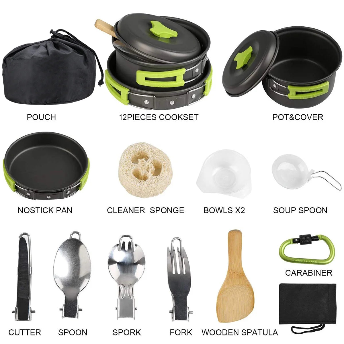 15 Pcs Non Stick Camping Cookware Set L9872