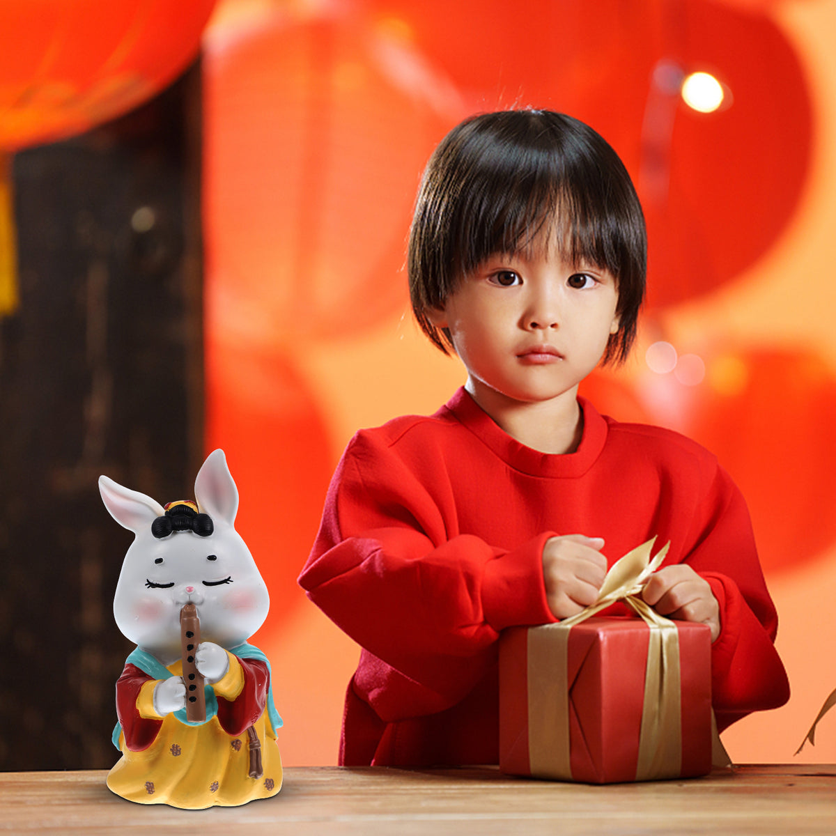 Miniature Bunny Ornament Synthetic Resin Doll W485835