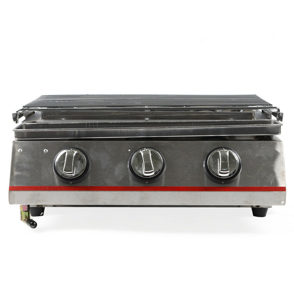 3 Burners Commercial Gas Grill Stainless Steel D657