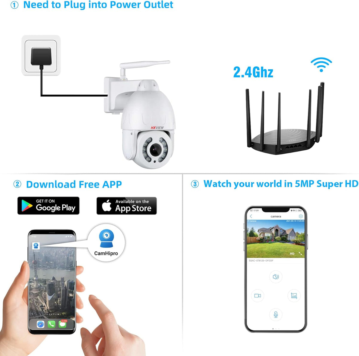 5MP WiFi Wireless Spotlight Camera with 5X Optical Zoom J118