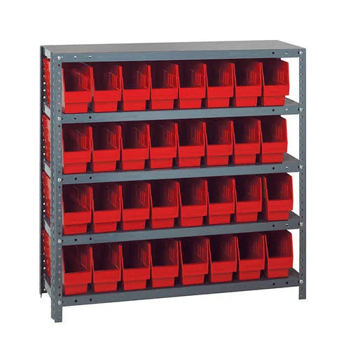 Red 12 inch x 36 inch x 39 inch Shelf Bin Unit W3057