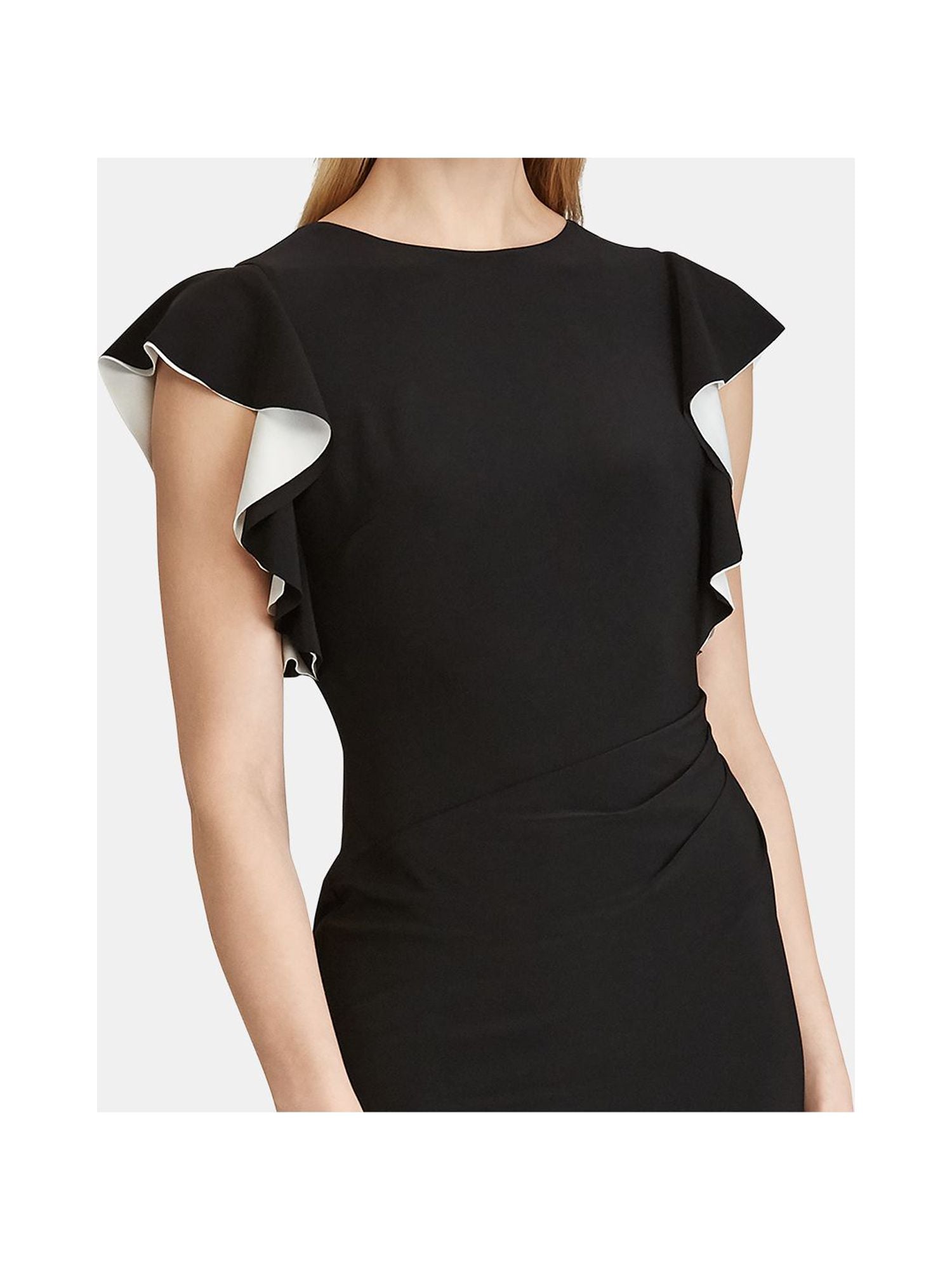 Black Crew Neck Sheath Dress Petites 2P Z25783