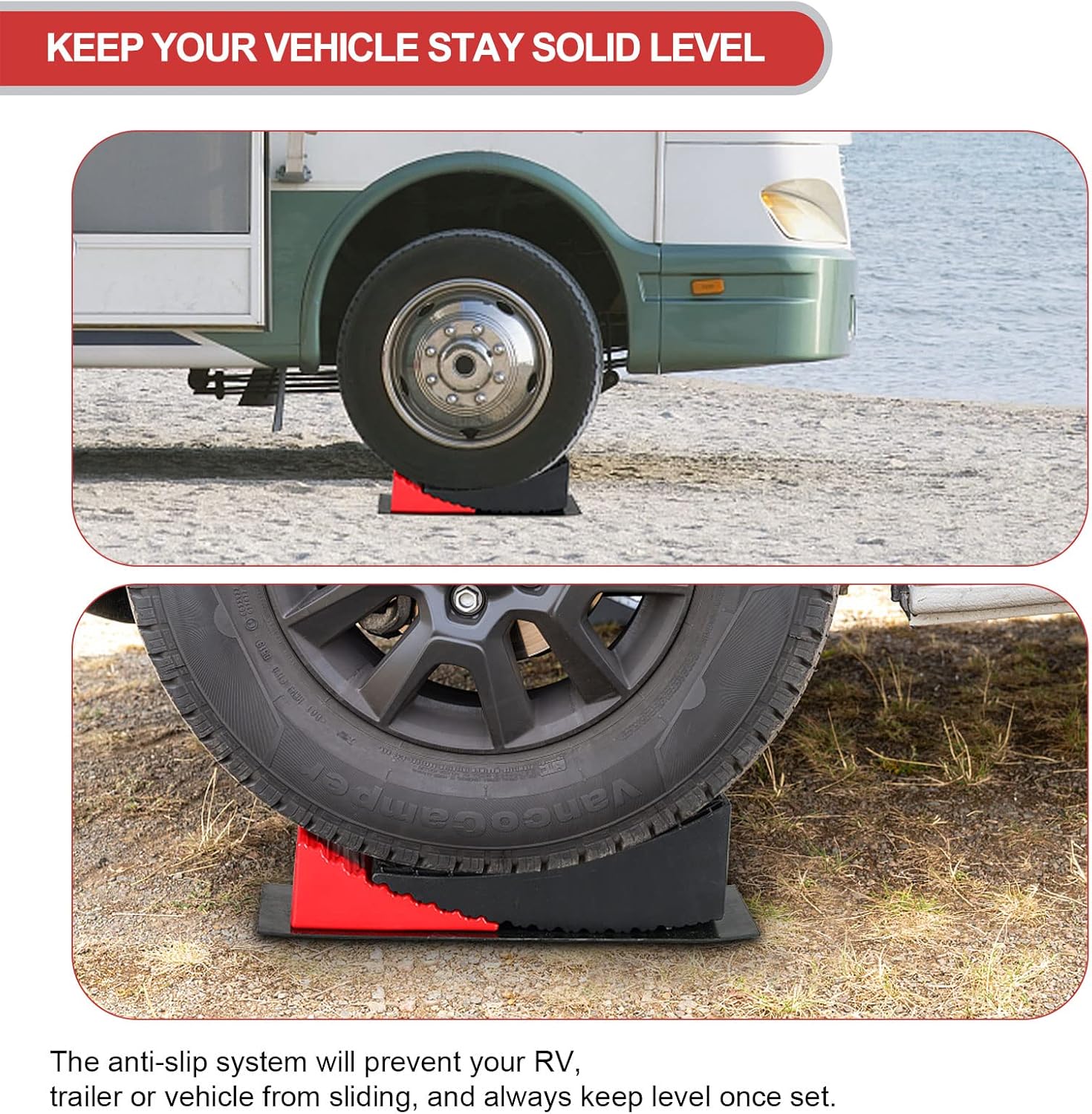 Camper Levelers 2 Pack Anti-Slip Leveling System Support Two Axles Up to 35,000lbs A840916