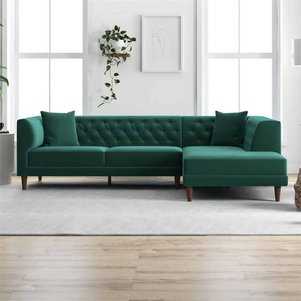 Green Microfiber Sectional Sofa O5064