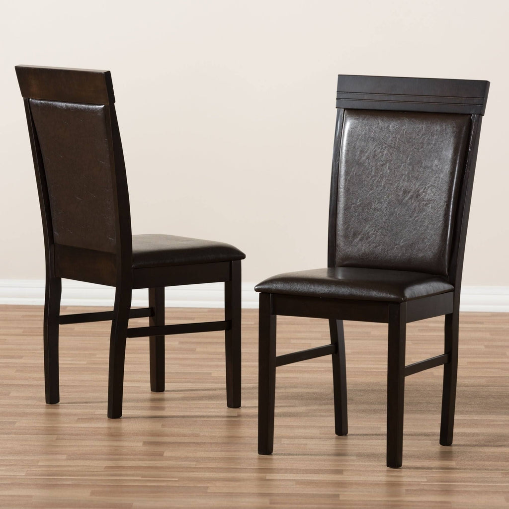 Dark Brown Faux Leather Dining Chair Set J6938