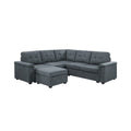 Gray Woven Fabric 6-Seater Sectional Sofa with Ottoman U327