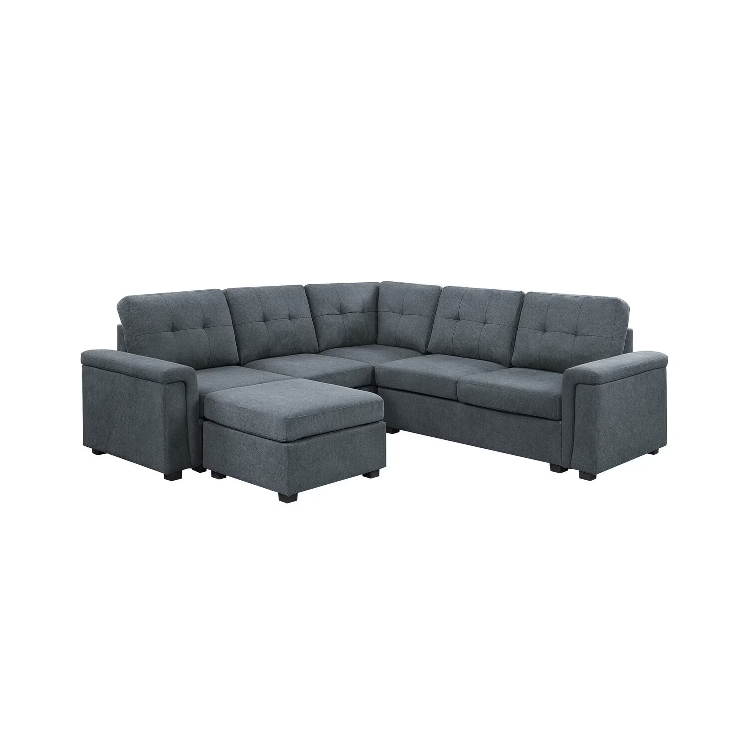 Gray Woven Fabric 6-Seater Sectional Sofa with Ottoman U327
