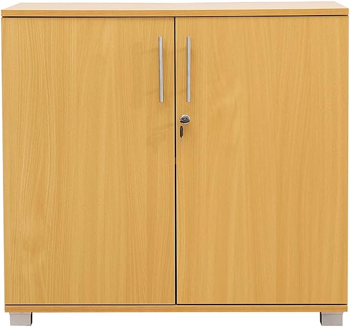 Beech Storage Cabinet 2 Door Locking Cupboard Bookcase W669