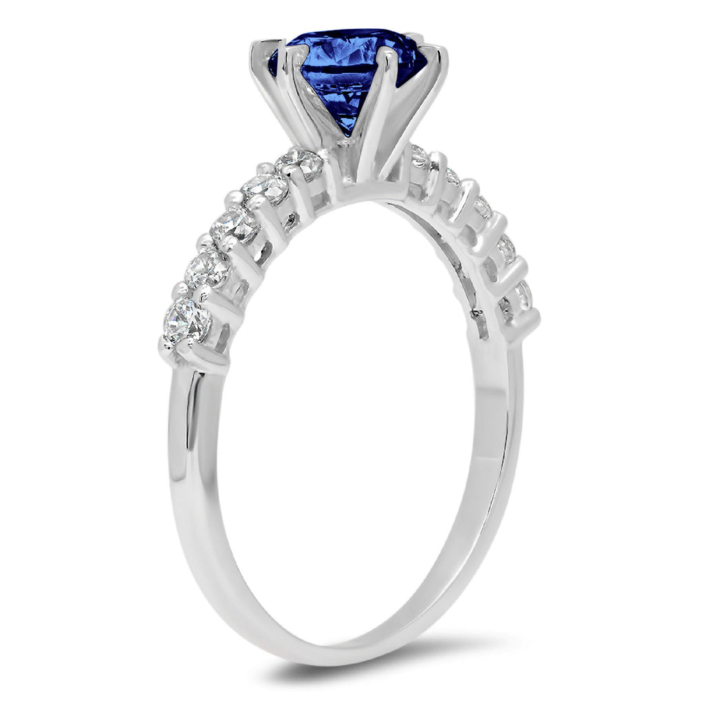 14k White Gold Blue Simulated Tanzanite Ring Size 10.5 Y86335