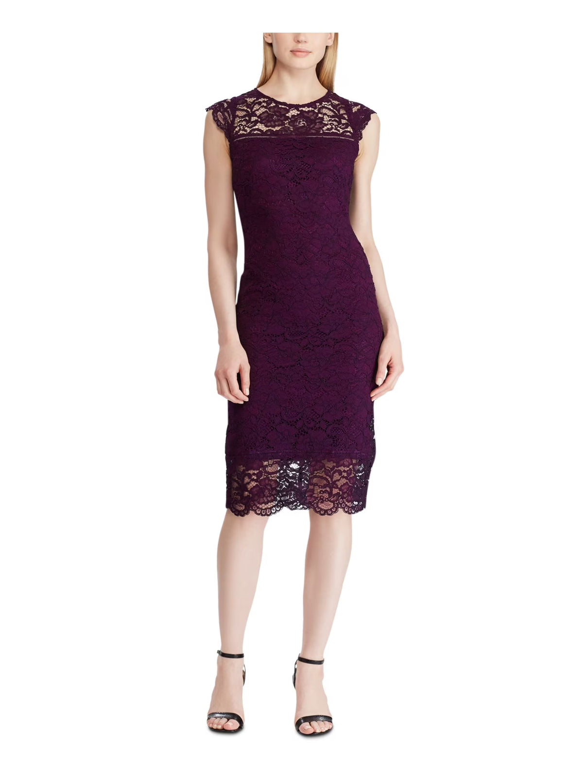 Purple Cap Sleeve Sheath Evening Dress G514