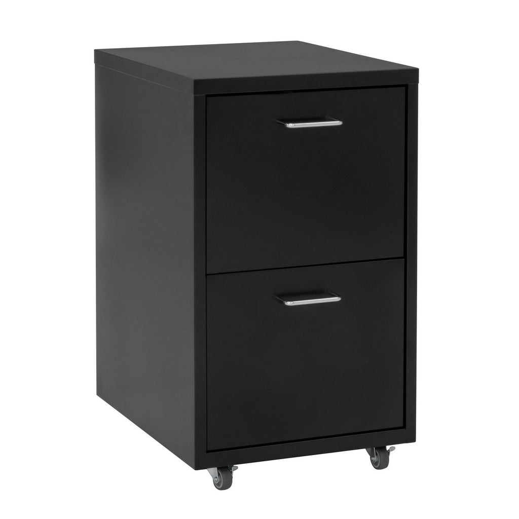 Black Metal 2-Drawer Mobile File Cabinet V399