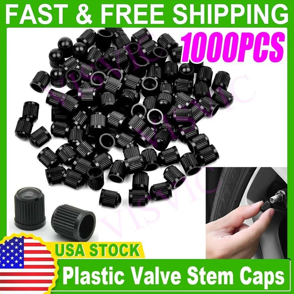 1000 Black Plastic Tire Valve Stem Caps G9062