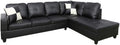 Black Faux Leather L-Shaped Sectional Sofa Set O391717