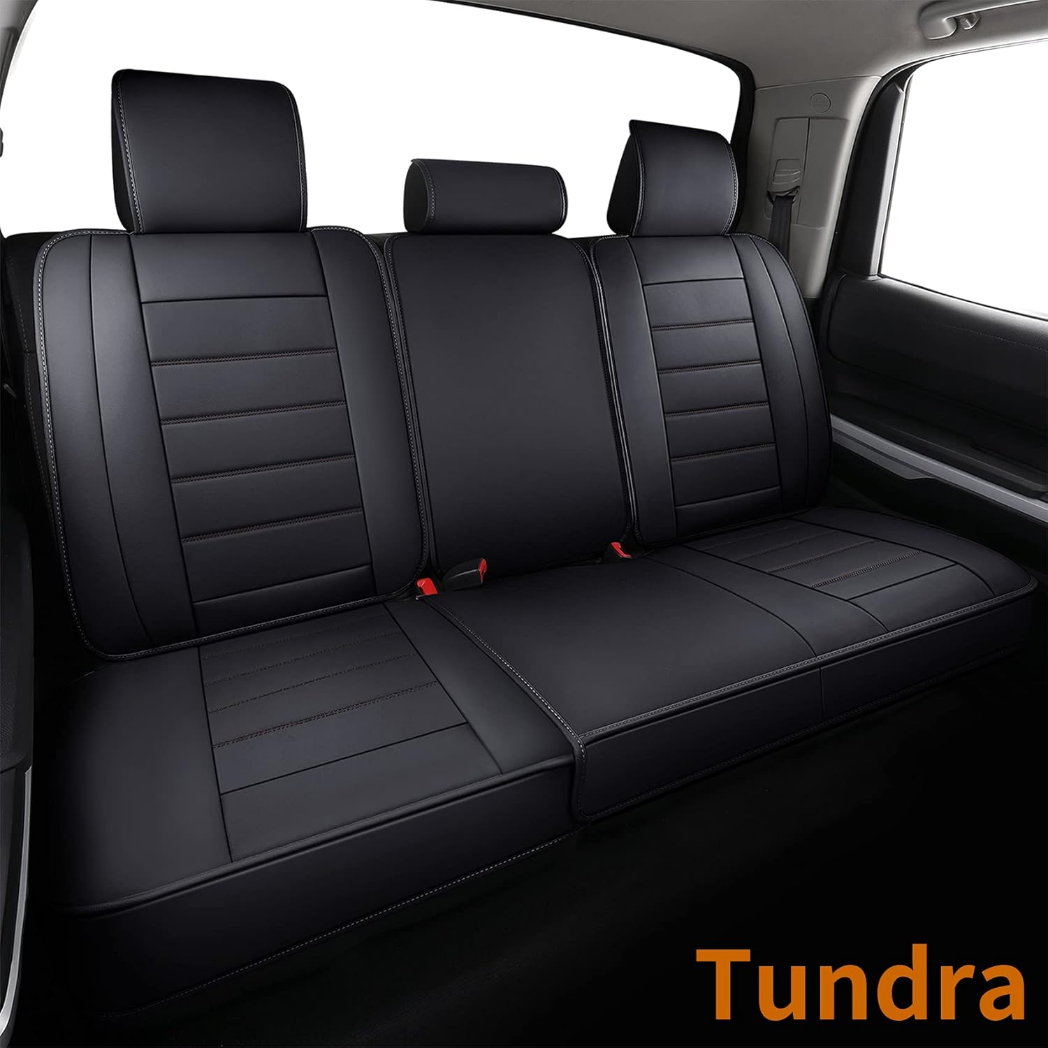 Black Faux Leather Full Set Seat Covers with Center Console Cover N19858