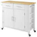 White Wood Top Kitchen Island Cart N3398