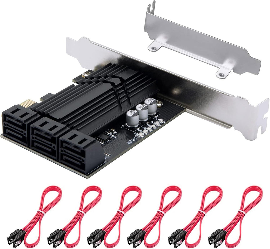 PCIe SATA 3.0 Controller Expansion Card 4 Ports 6 Gbps with 4 SATA Cables & Low Profile Bracket, Pack of 2 D975678