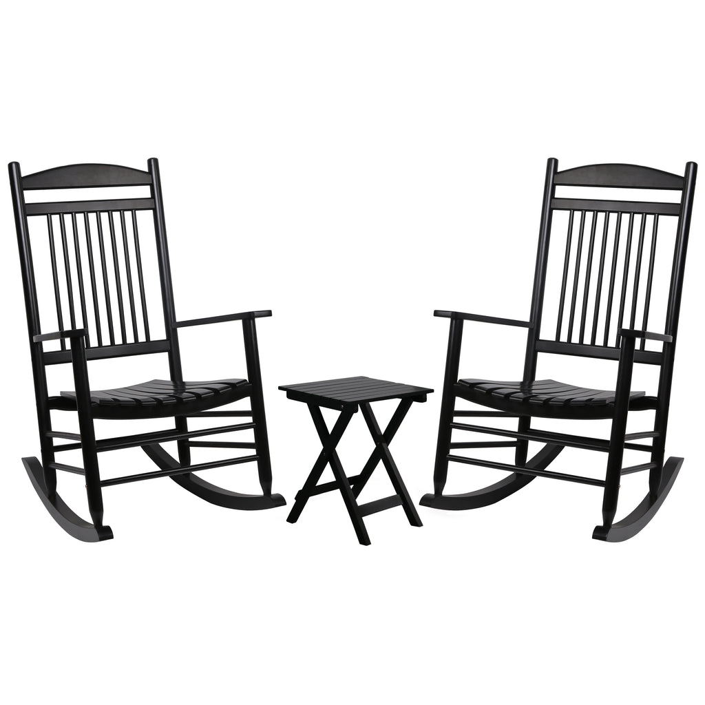 Black Wood Rocking Chair Set of 3 with Foldable Table Y348