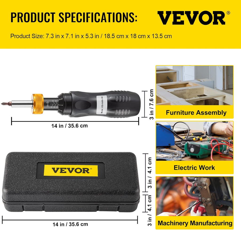 1/4" Drive Torque Screwdriver, 10-50 in/lbs, Pack of 2 M99934