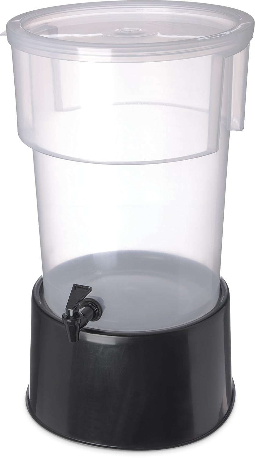 Polypropylene Round Beverage Dispenser with Base, 5 gal. Capacity, Black, Pack of 2 F36449