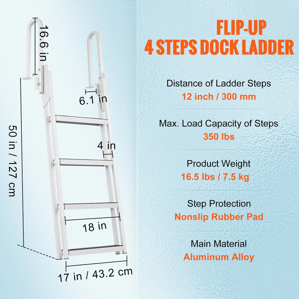 Aluminum 5 Steps Boat Dock Ladder A24021