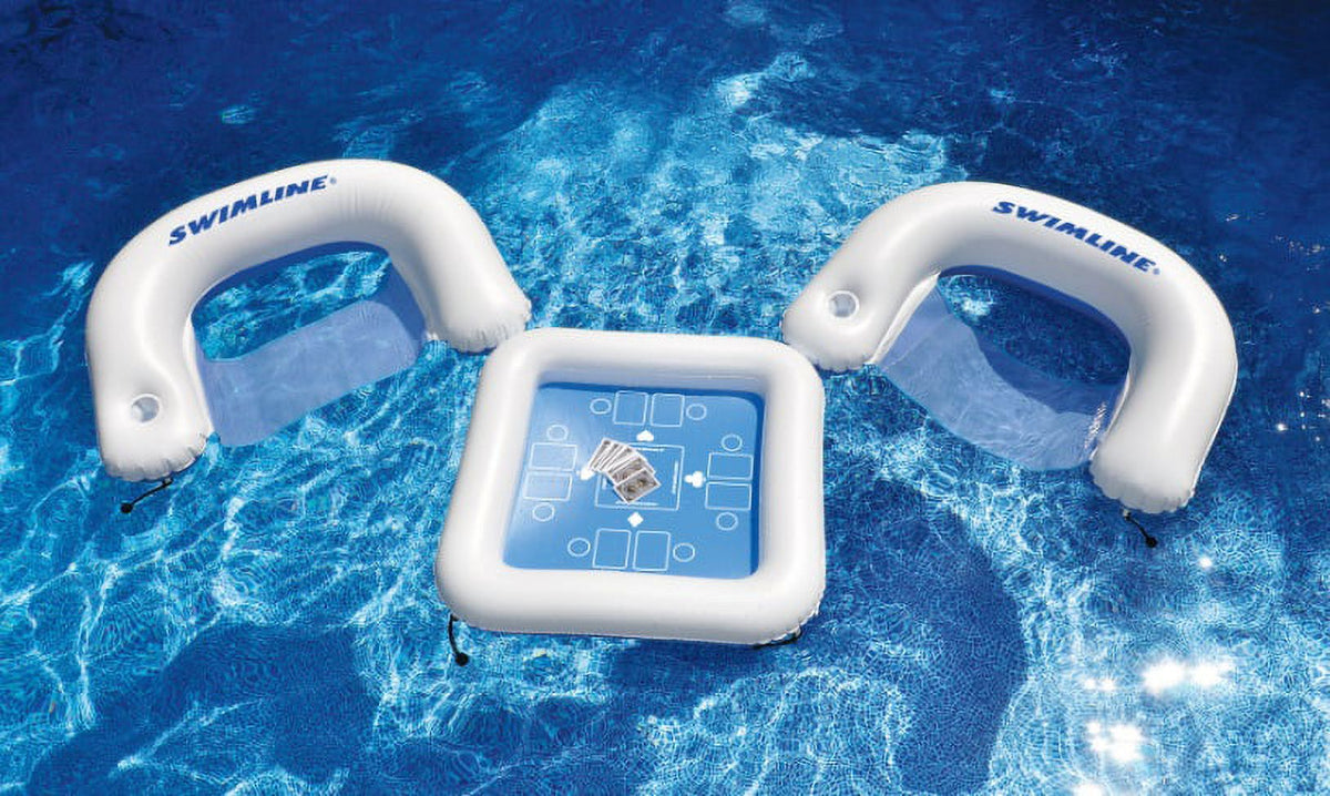 33" Inflatable 3-Piece Poker Game Deck and Chairs with Waterproof Playing Cards E15716