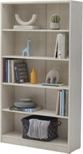 Wood 4-Shelf Bookcase Adjustable Bookshelf, Warm White B30651