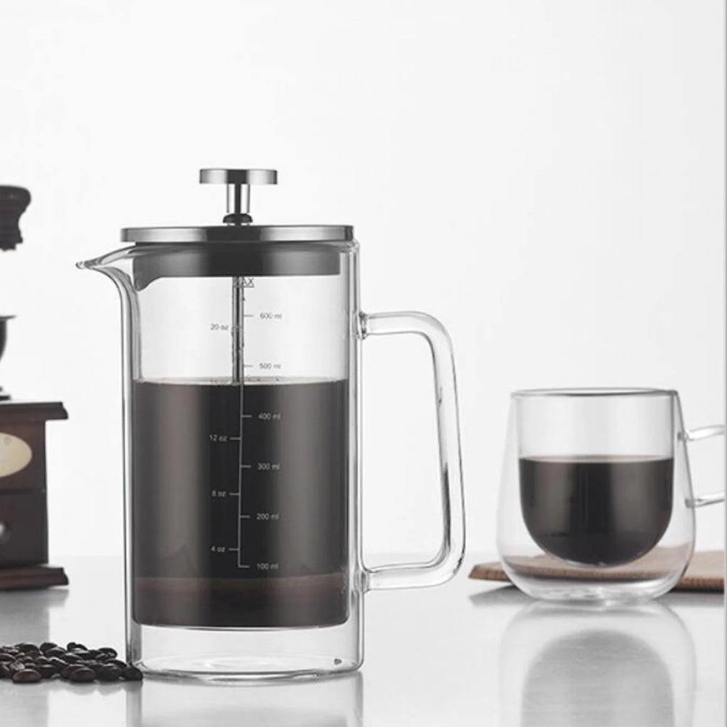 10oz Double Walled French Coffee Maker Borosilicate Glass Coffee Pot with Stainless Steel Filter Y81792