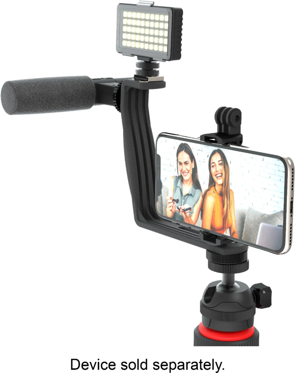Black Phone Video Stabilizer Rig Kit with Microphone, Light Diffuser and Mini Tripod H968823