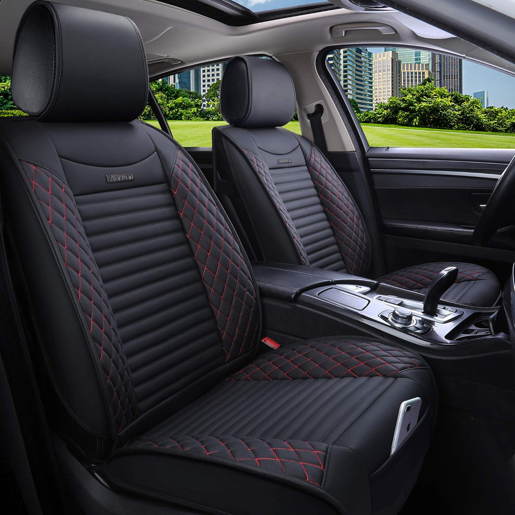5 Car Seat Covers Full Set Waterproof Leather Universal Black U126625