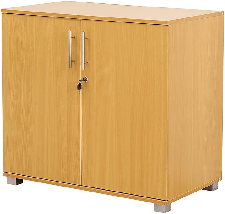 Beech Storage Cabinet 2 Door Locking Cupboard Bookcase W669