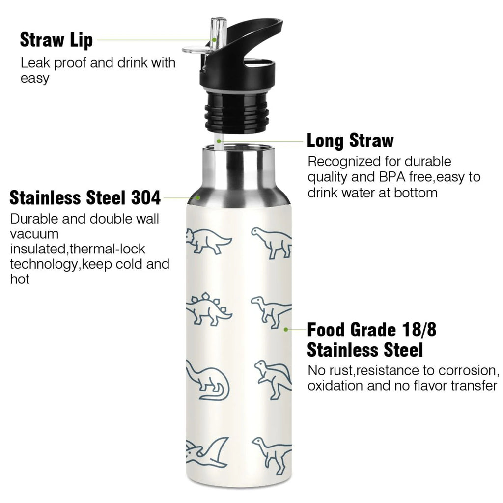 Stainless Steel Water Bottle with Straw Lid Vacuum Insulated Leak Proof Flask 20 OZ I772