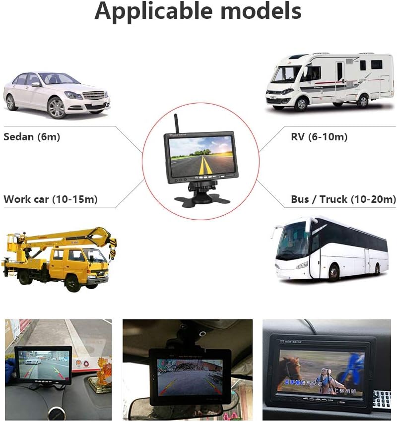 4pcs Wireless Vehicle Backup Cameras Plus 7 Monitor Parking Assistance System D887276
