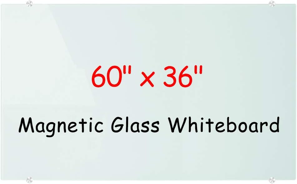 Blue Glass Dry Erase Board, 4’ x 3’, Wall Mounted, Frameless K45853