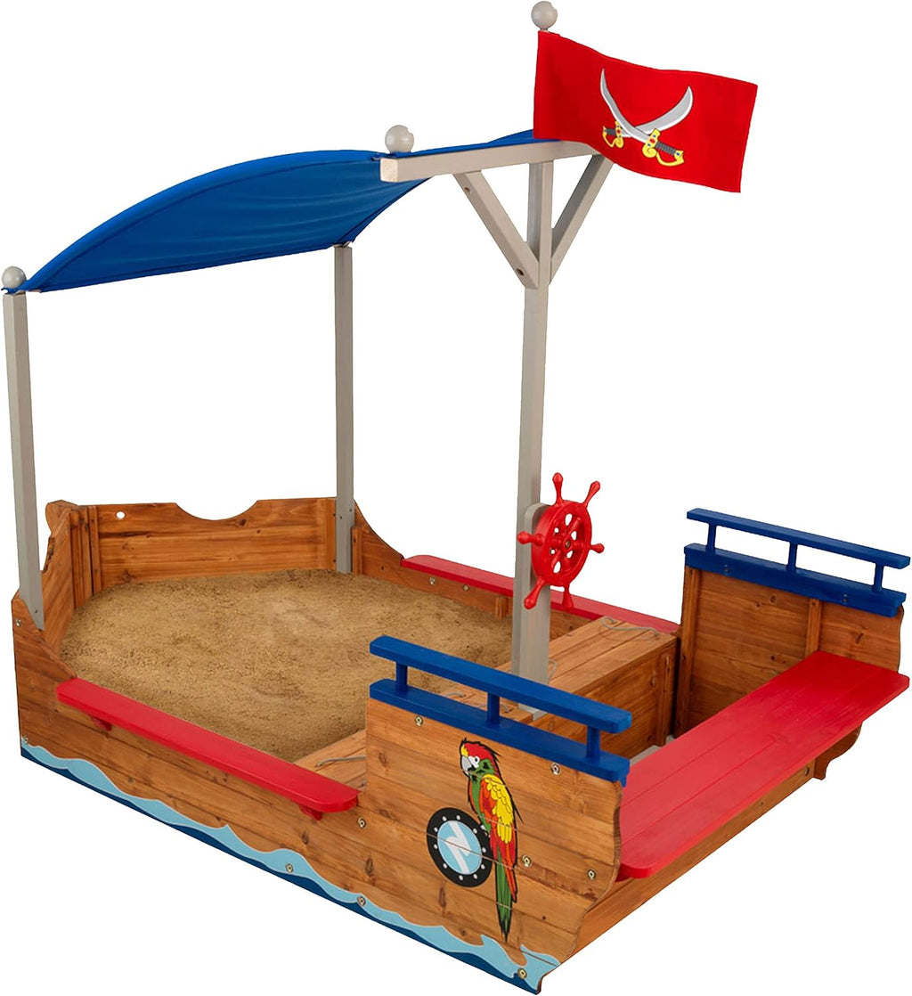 Wooden Pirate Sandbox with Canopy P8957