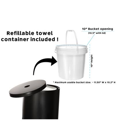 Black Floor Stand Gym Wipe Dispenser with Built-in Trash Can R356652