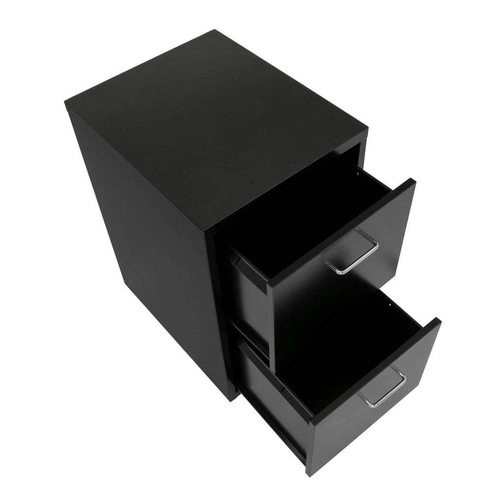 Black Metal 2-Drawer Mobile File Cabinet V399