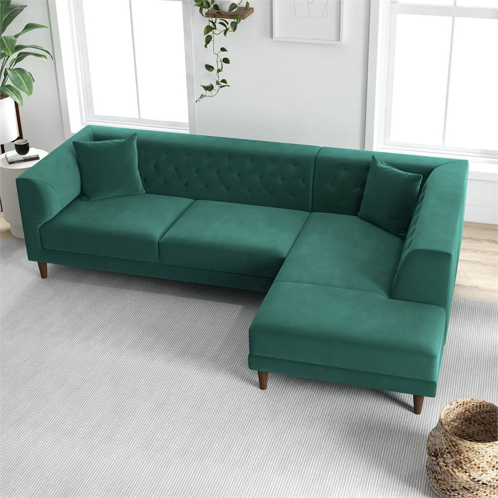 Green Microfiber Sectional Sofa O5064