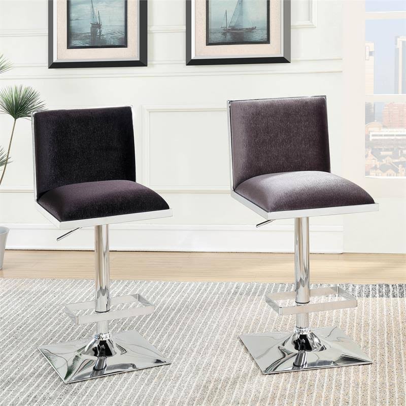 Black Fabric Swivel Bar Stool with Metal Base H367
