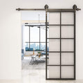 36in x 84in Clear Tempered Glass Sliding Barn Door with Aluminum Frame D4793