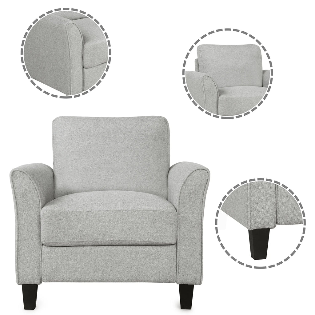 Light Gray Armrest Sofa Loveseat Chair 3-Seat Sofa P2958