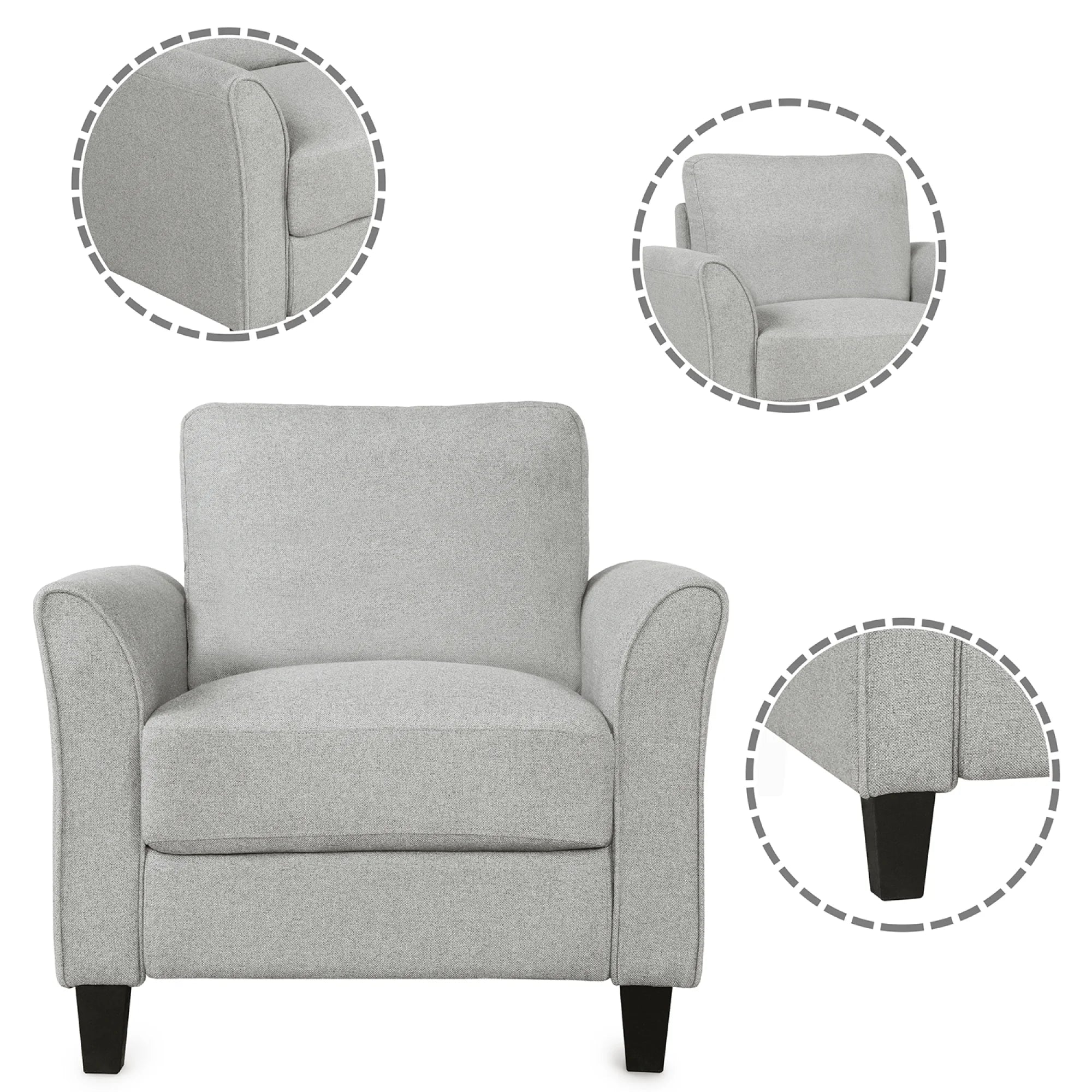 Light Gray Armrest Sofa Loveseat Chair 3-Seat Sofa P2958